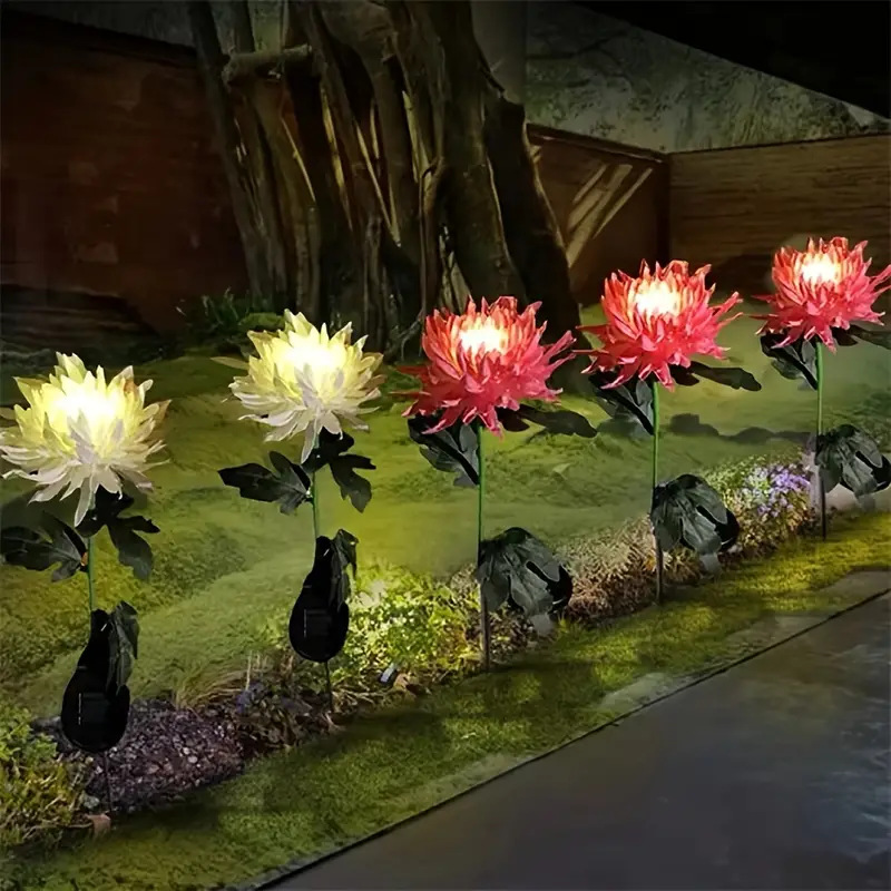 Solar simulation chrysanthemum automatic sensing single head decoration courtyard garden wedding props silk atmosphere lamp