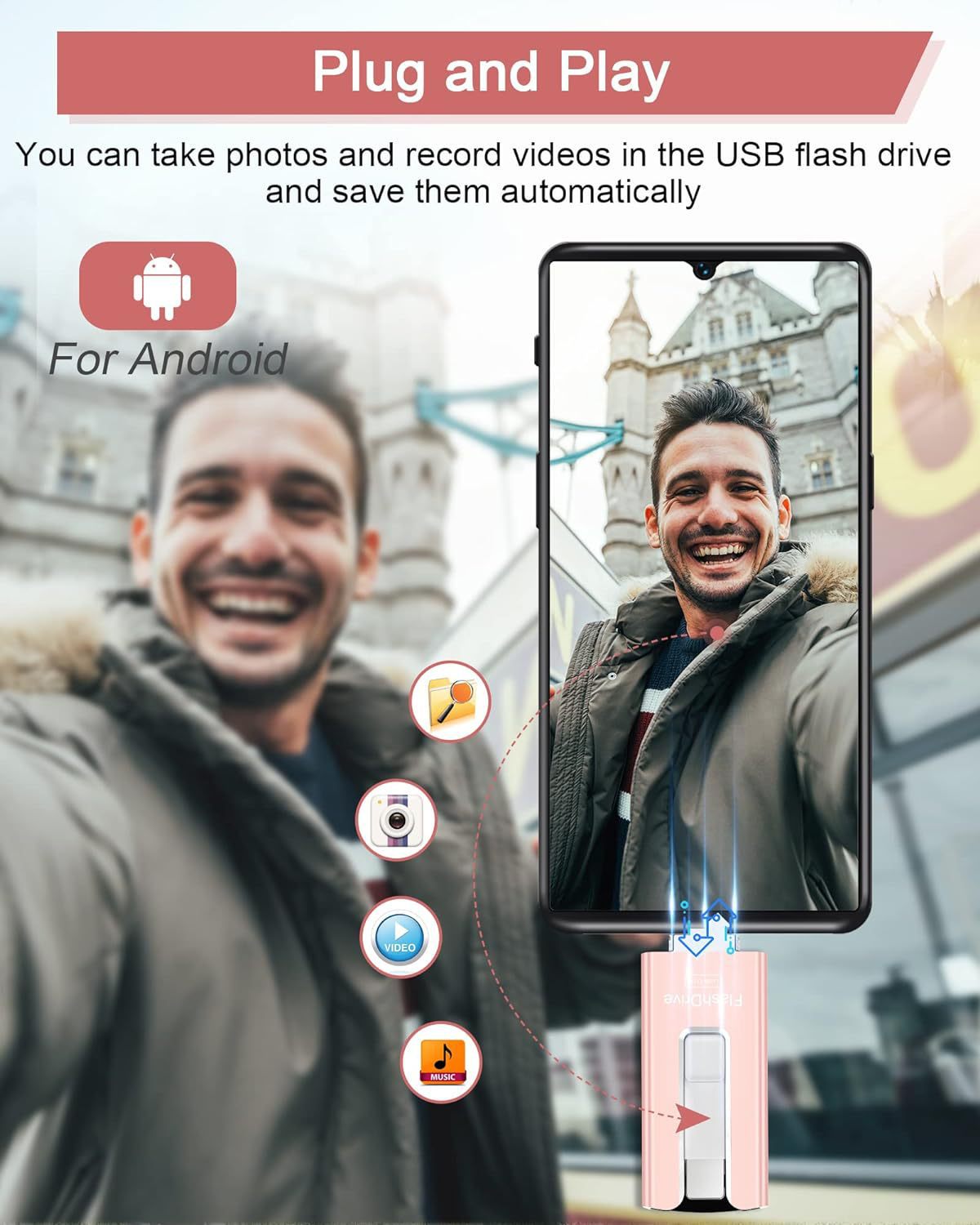 Mobile USB OTG compatible with Apple, Android, PC, USB, quad drive, multifunctional 2T high-speed thumb drive, 1T