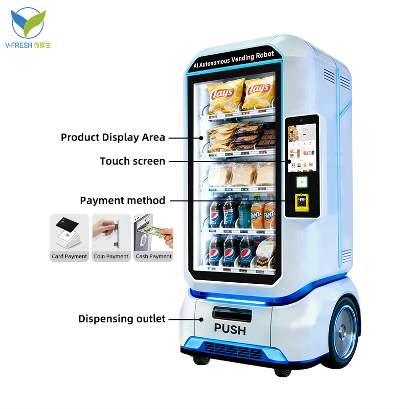 Automated vending machine AI robot autonomous obstacle avoidance 24-hour self-service unmanned vending machine commercial source factory