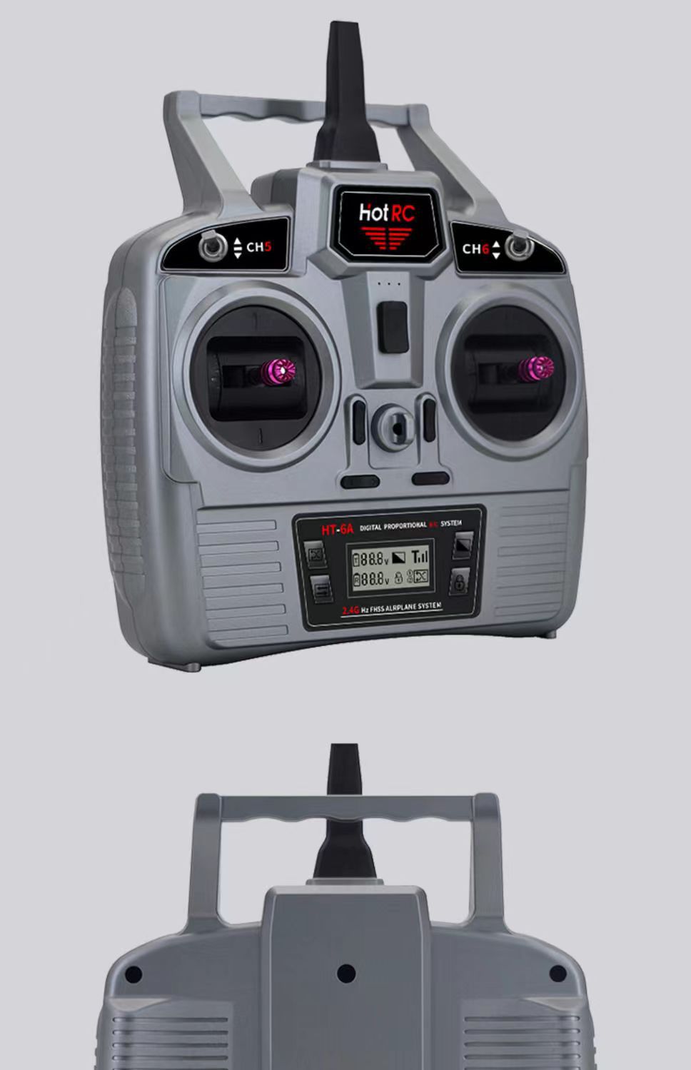 Hotrc HT-6A遥控器电压回传6六通道接收机航模固定翼车船飞机双向