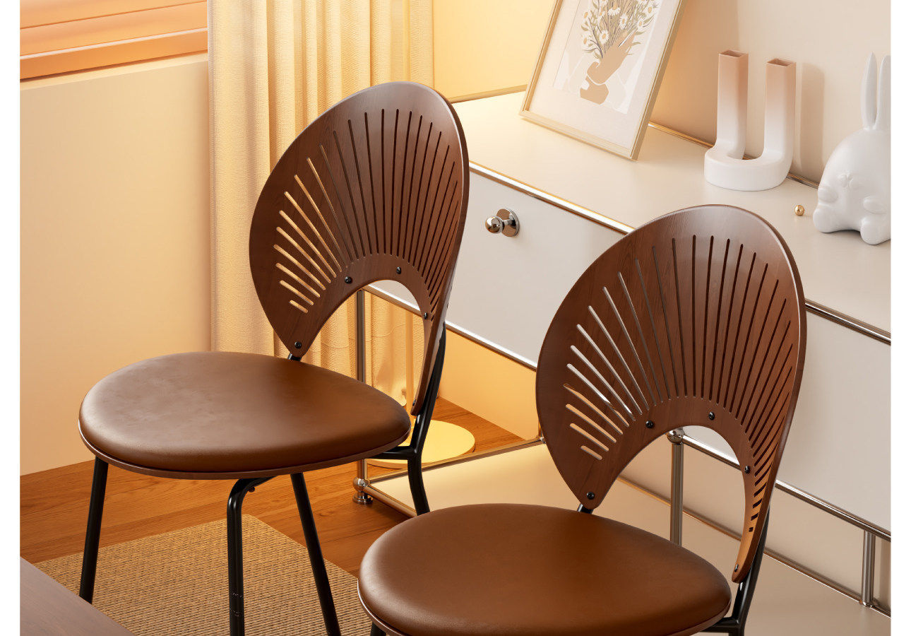 Dining chairs, solid wood coffee chairs, vintage backrests, dining tables, chairs, simple kitchens for home use, dining negotiations, leisure, shell chairs