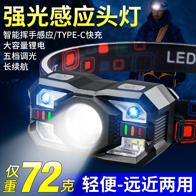 New LED Long Range Headlamp USB Charging Outdoor Night Fishing Headlamp Long Range Exploration Light Cycling Headwear