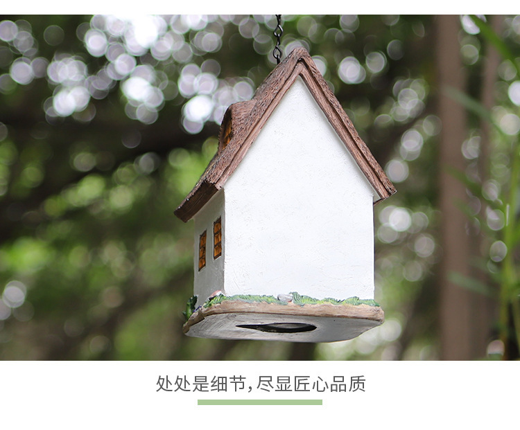 Resin bird nest, bird house, bird house, outdoor hanging courtyard garden decoration, bird feeder ornaments, resin handicrafts
