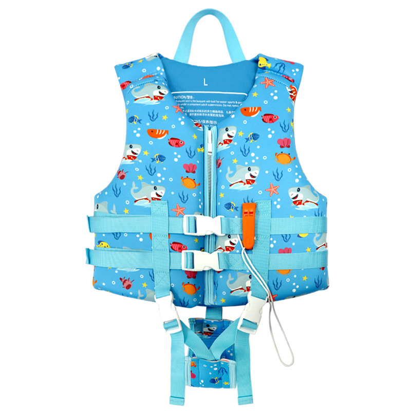 Cross border children's life jackets, diving materials, cartoon printed warm water buoyancy jackets, swimming vests for men and women aged 3-12