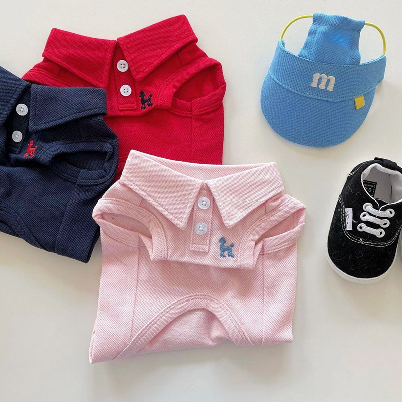 ПЭТ лето сплошной цветовой футболок Polo Puppy Spring тонкая дышащая кошачья двуногие жилет