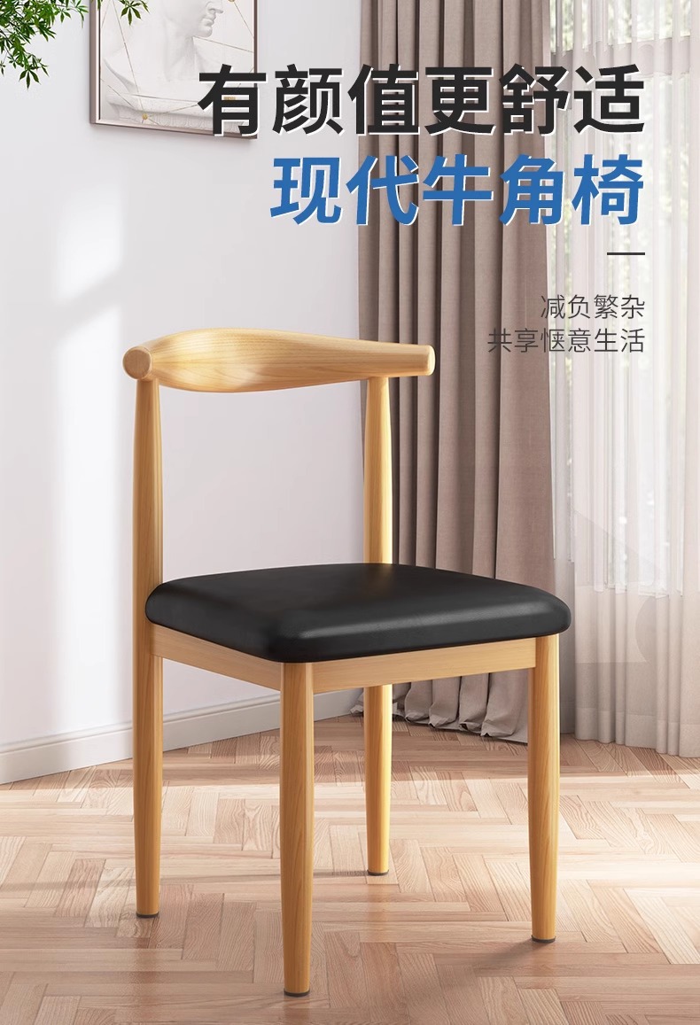 Dining chairs for home use, Nordic backrest chairs, desks, modern and minimalist dormitories, university dining rooms, iron horn chairs