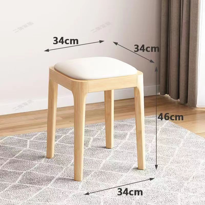 Solid wood stool for household use, stackable soft bag stool, living room wooden low stool, simple modern small square stool, dining table chair