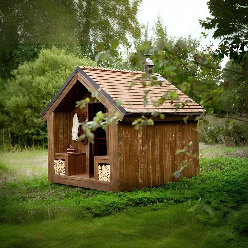 Factory hot selling luxury outdoor sauna room cedar/hemlock wood steam sauna garden cottage