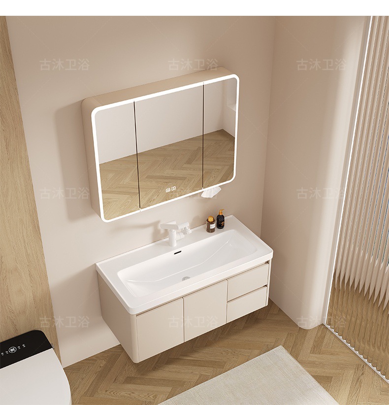 Honeycomb aluminum bathroom cabinet deepened 18cm ceramic integrated basin bathroom waterproof washing and hand washing integrated basin combination