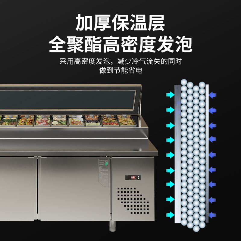 Salad table pizza commercial refrigerated salad table sushi fruit scoop operation table refrigerated workbench freezer display cabinet