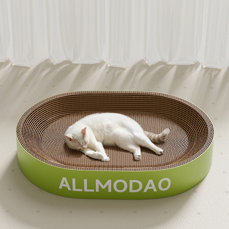Овальная когтеточка для кошек Allmodao из гофрированного картона