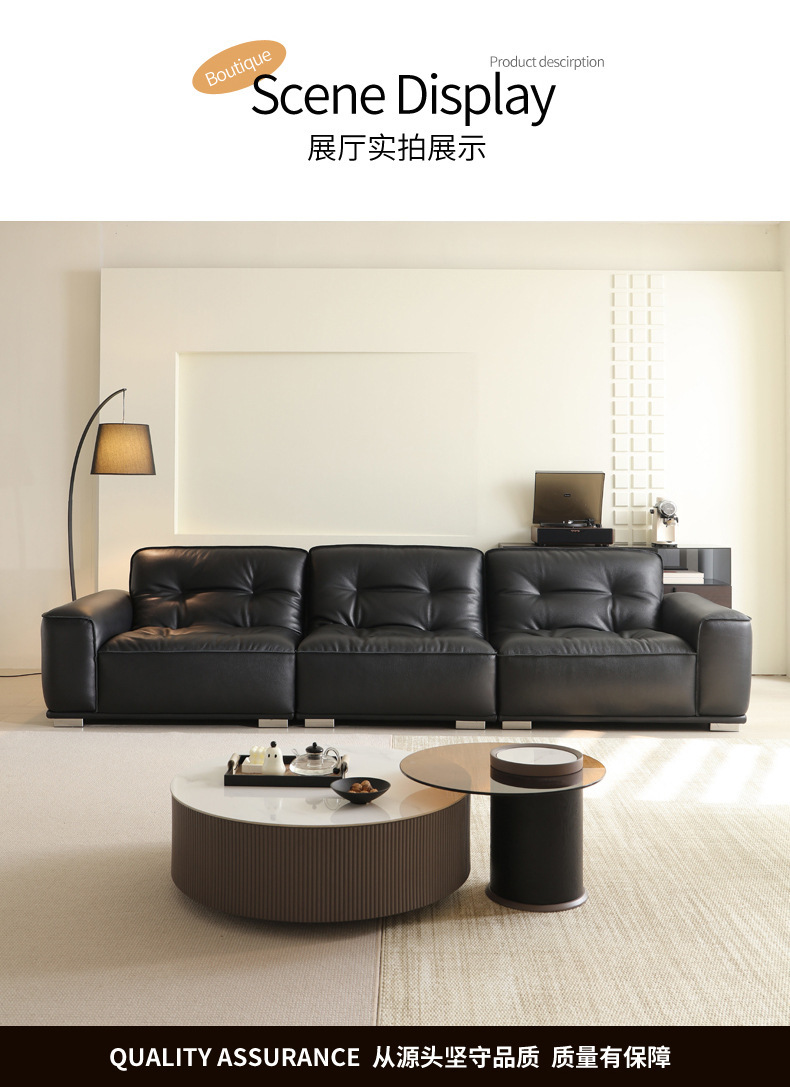 Foshan Furniture Black Diamond Full Sofa Large House Villa Living Room Designer Italian Style Extremely Simple Sofa Arrangement