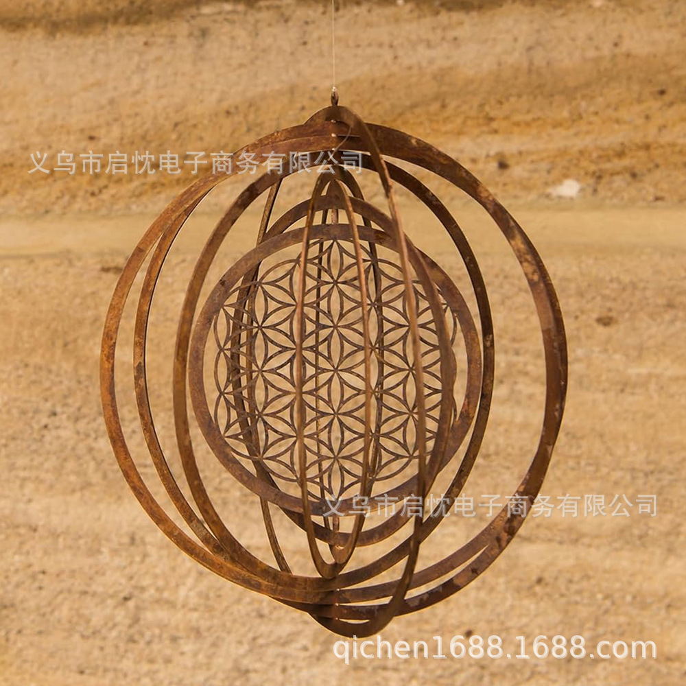 Factory direct sales supply Amazon independent station rusty metal wind chimes 3D heart wind chimes garden outdoor decoration