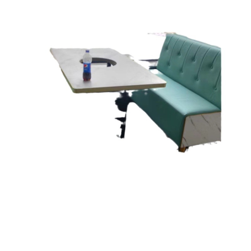 Solid wood, rock board, marble, smoke-free hot pot tables, chairs, and induction cookers integrated self-service hot pot restaurant table and chair combination