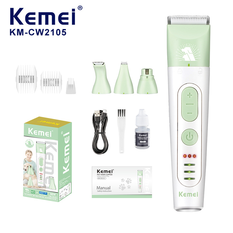 Kemei Электрическая машинка для стрижки домашних животных Kemei профессиональная бритва для кошек и собак KM-CW2105 Машинка для стрижки волос и полировки ногтей «четыре в одном»