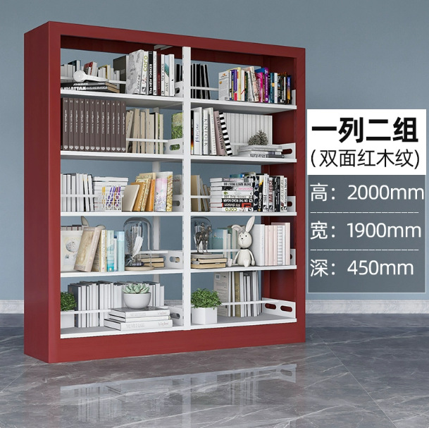 Steel bookshelf, book reading rack, household book storage rack, archive storage rack, double-sided data rack, minimalist design