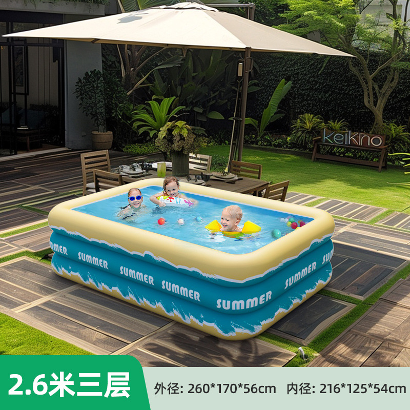 Overseas inflatable swimming pool for home, outdoor, baby, children, family, adult, thick square play pool