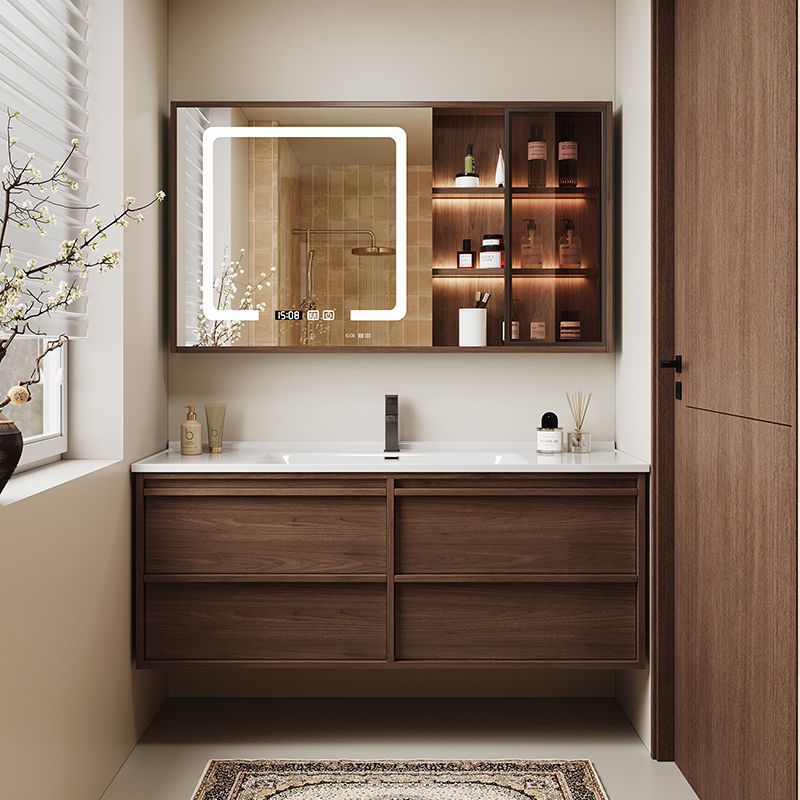 Ancient style ceramic integrated basin in bathroom cabinet, intelligent mirror cabinet, washbasin, wash basin cabinet combination