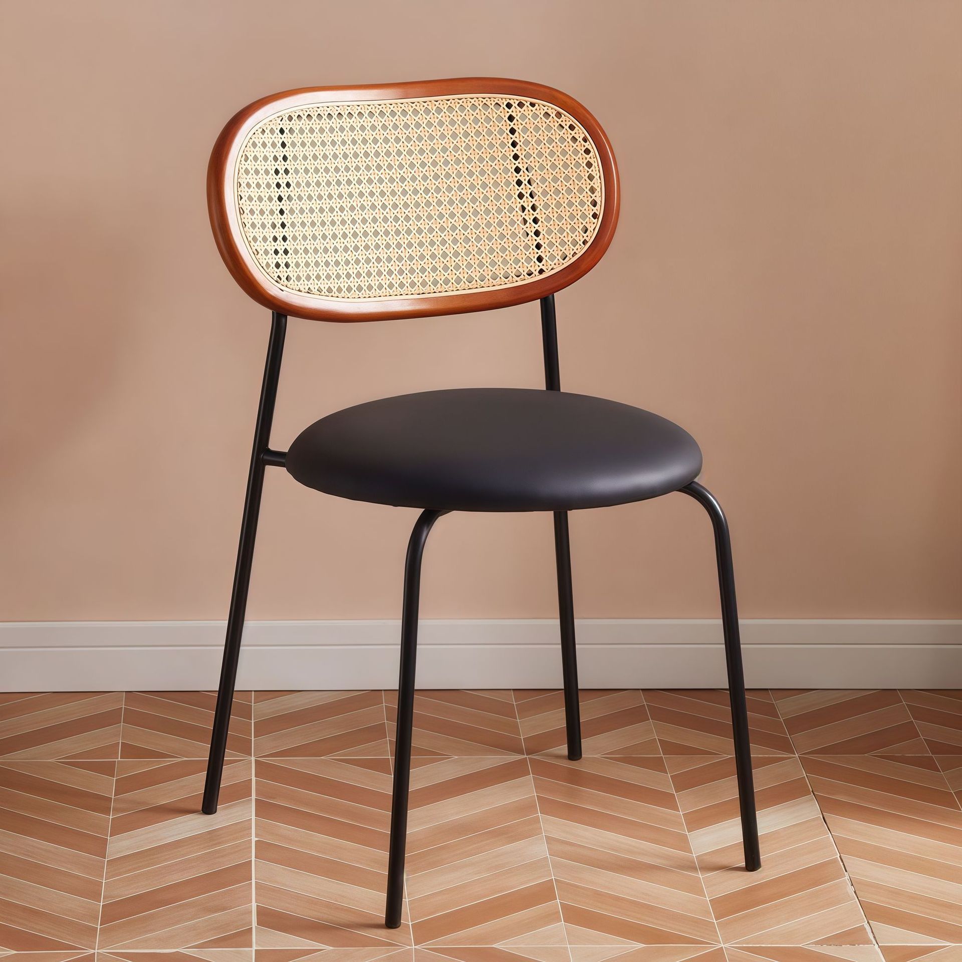 Nordic cream internet celebrity ins home antique imitation rattan chair dining chair simple balcony leisure backrest chair retro chair