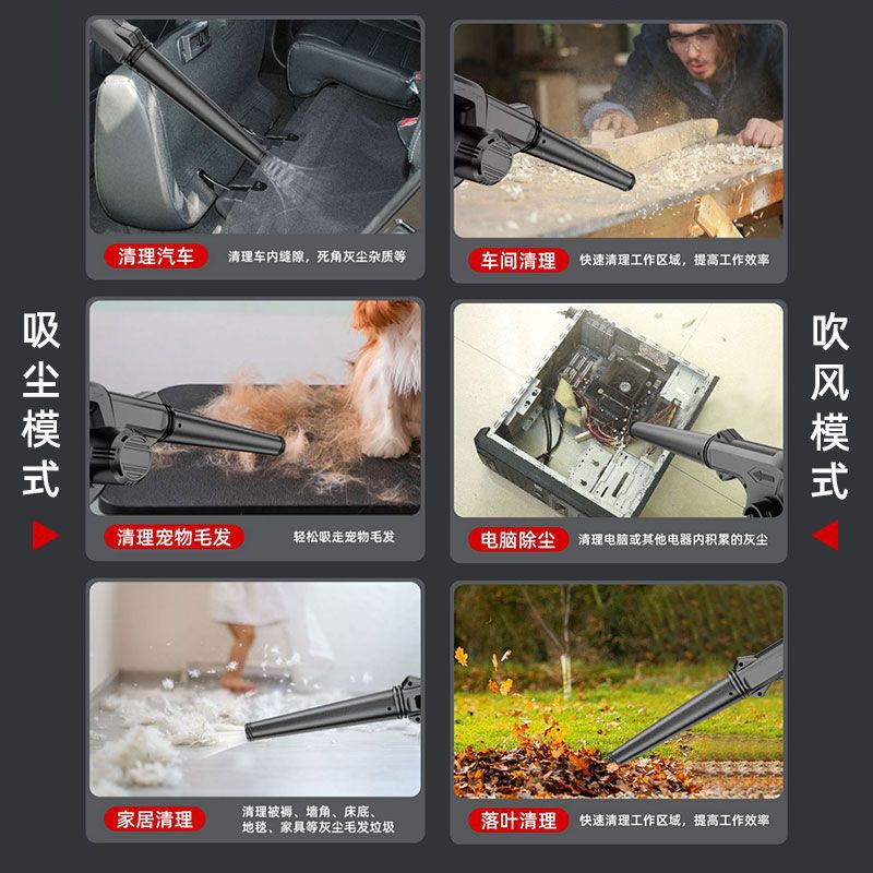 Rechargeable hair dryer, industrial lithium battery blower, high-power and powerful car mounted soot blower, household vacuum cleaner, snow blower