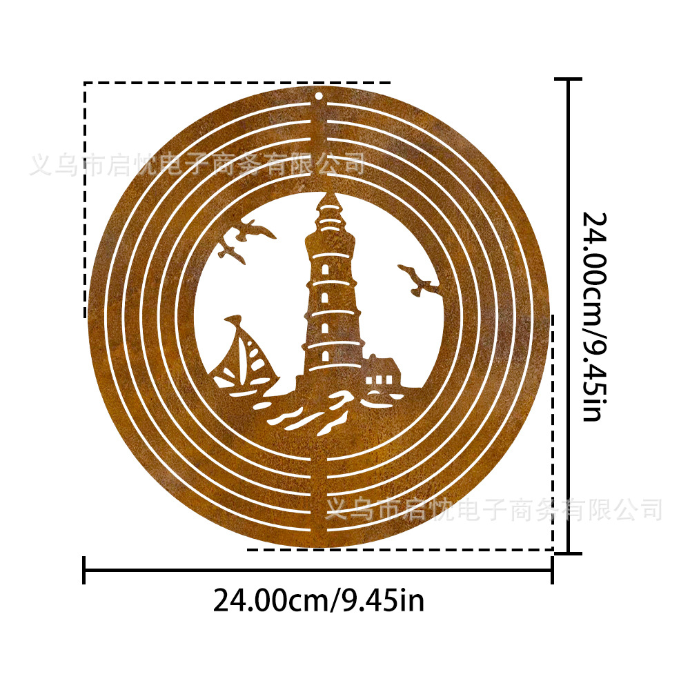 Factory direct sales supply Amazon independent station rusty metal wind chimes 3D heart wind chimes garden outdoor decoration