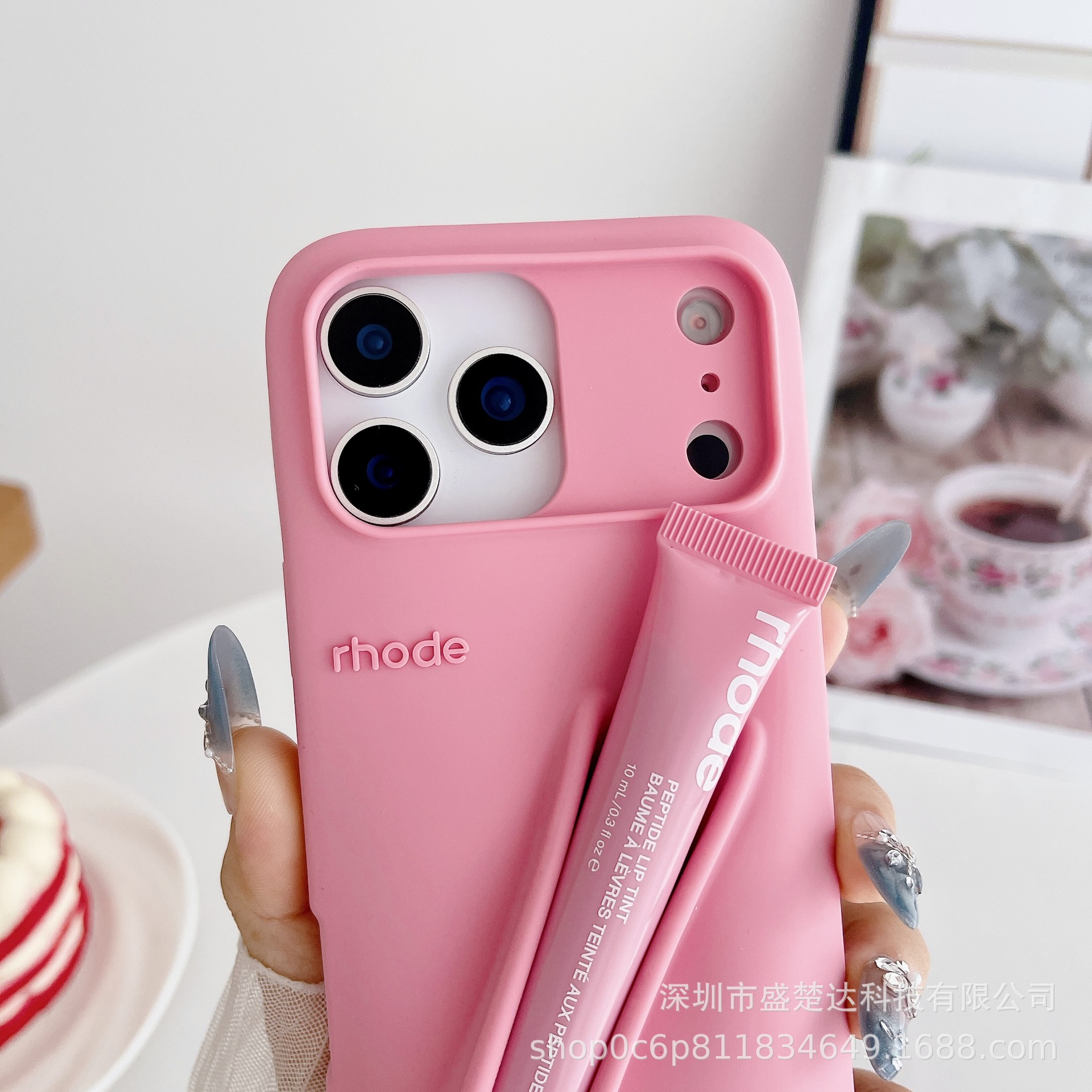 Foreign trade applicable iPhone 17 Promax Haley Rhode mouth red lip glazed silicone phone case 16p soft protective cover