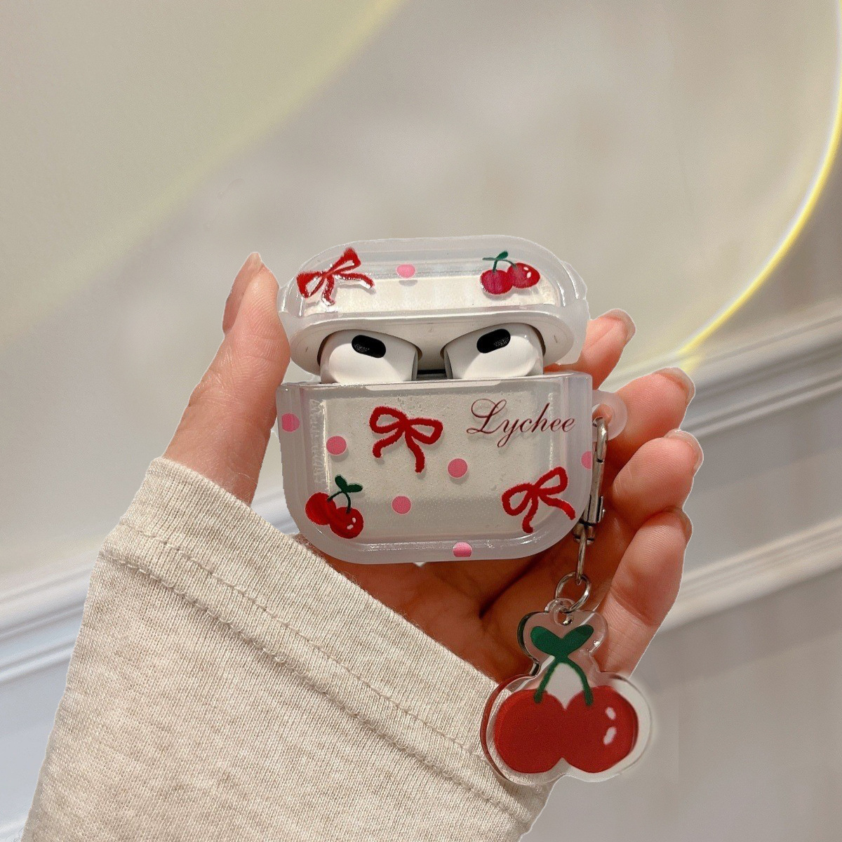Cherry is suitable for AirPods 1/2 protective case, AirPods 3 generation Apple earphone case, wireless Bluetooth earphone case
