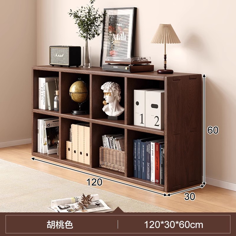 Solid wood bookshelf, floor to ceiling, household bedroom, bedside table, bookshelf, integrated sandwich, bedside storage cabinet, living room cabinet