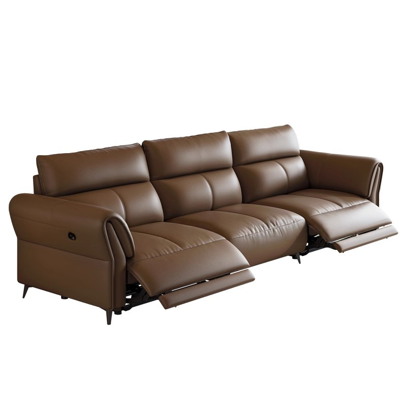 Zero wall electric function leather sofa living room Italian style light luxury top layer cowhide minimalist modern space sofa