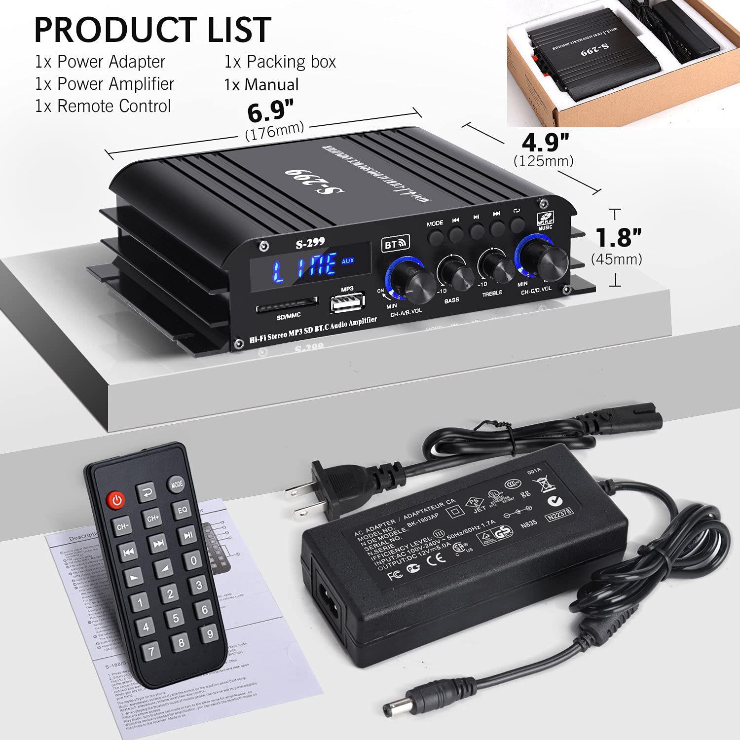 Усилитель аудио S-299 4.1 канал Bluetooth