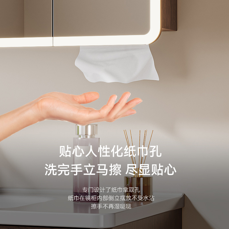 Middle ancient style solid wood bathroom cabinet, ceramic integrated basin, washbasin integrated countertop, walnut double drawer storage bathroom cabinet