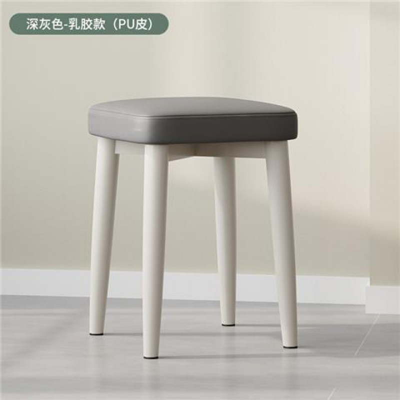 实木凳子家用奶油风餐凳原木可叠放餐椅餐厅软椅子简约卧室化妆凳