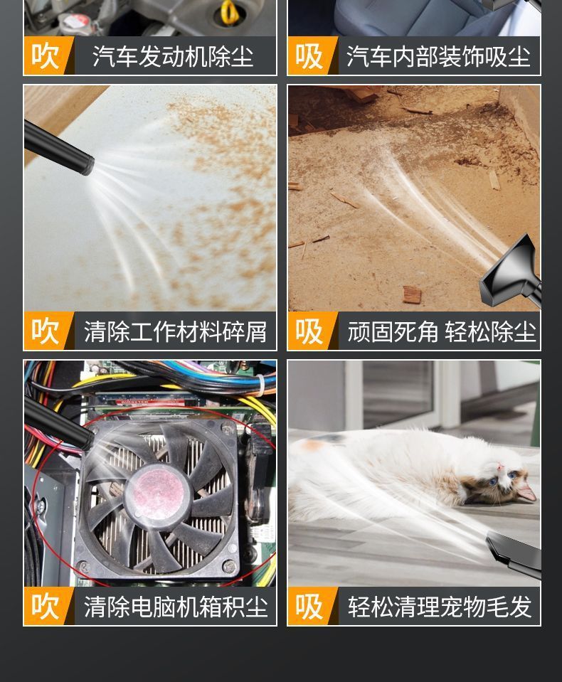 Rechargeable hair dryer, industrial lithium battery blower, high-power and powerful car mounted soot blower, household vacuum cleaner, snow blower