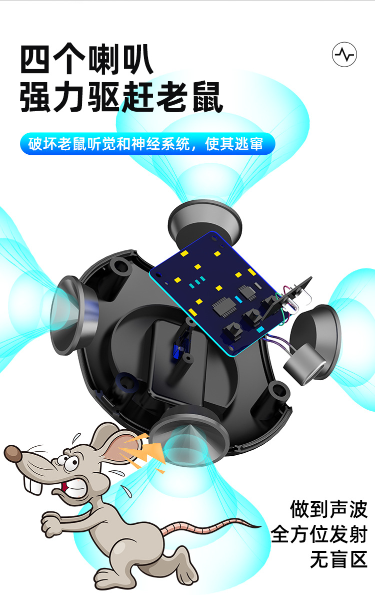 Cross border upgraded four in one ultrasonic mosquito repellent, mouse repellent, mouse repellent, 360 degree repellent