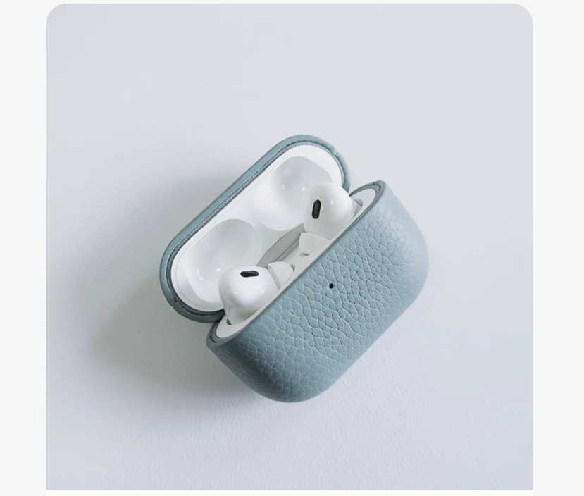 Spot Airpodspro3 protective case suitable for Apple earphones Airpods4 genuine leather lychee pattern earphone case