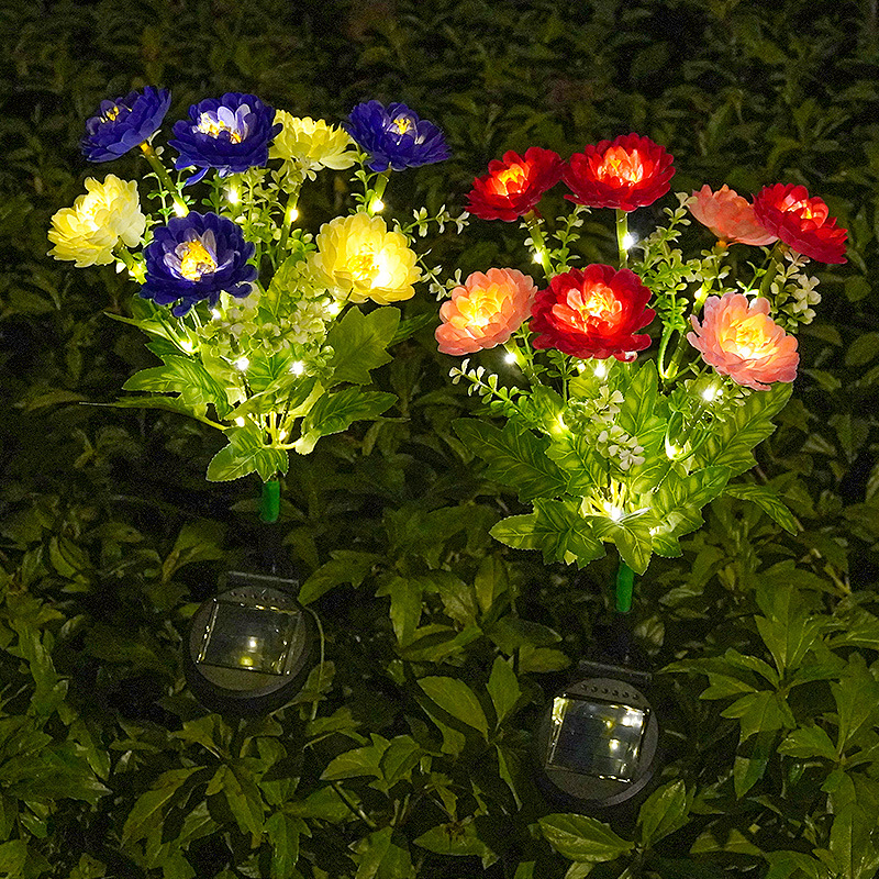 Solar Snow Lotus Lantern Outdoor Courtyard Garden Decoration Lawn Plug in LED Simulated Night Landscape Light