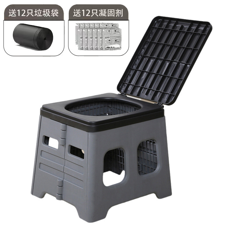 Outdoor car toilet, portable anti odor seat toilet, folding toilet, toilet curing agent, emergency camping, self driving tour