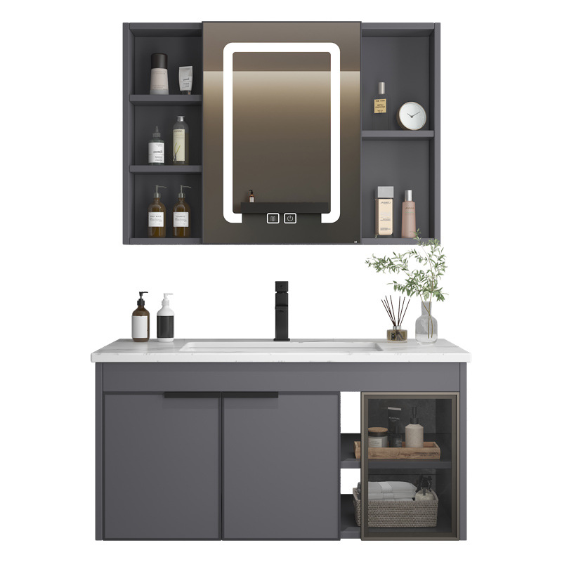 Ceramic integrated basin, space aluminum bathroom cabinet, combination washbasin, washbasin, intelligent mirror cabinet, bathroom cabinet, intelligent mirror cabinet