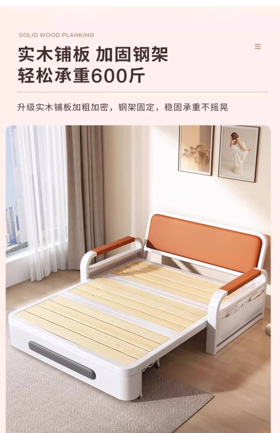 Folding sofa bed, dual-purpose sofa bed, living room multifunctional retractable bed, small-sized cat scratch leather sofa bed, bedroom bed