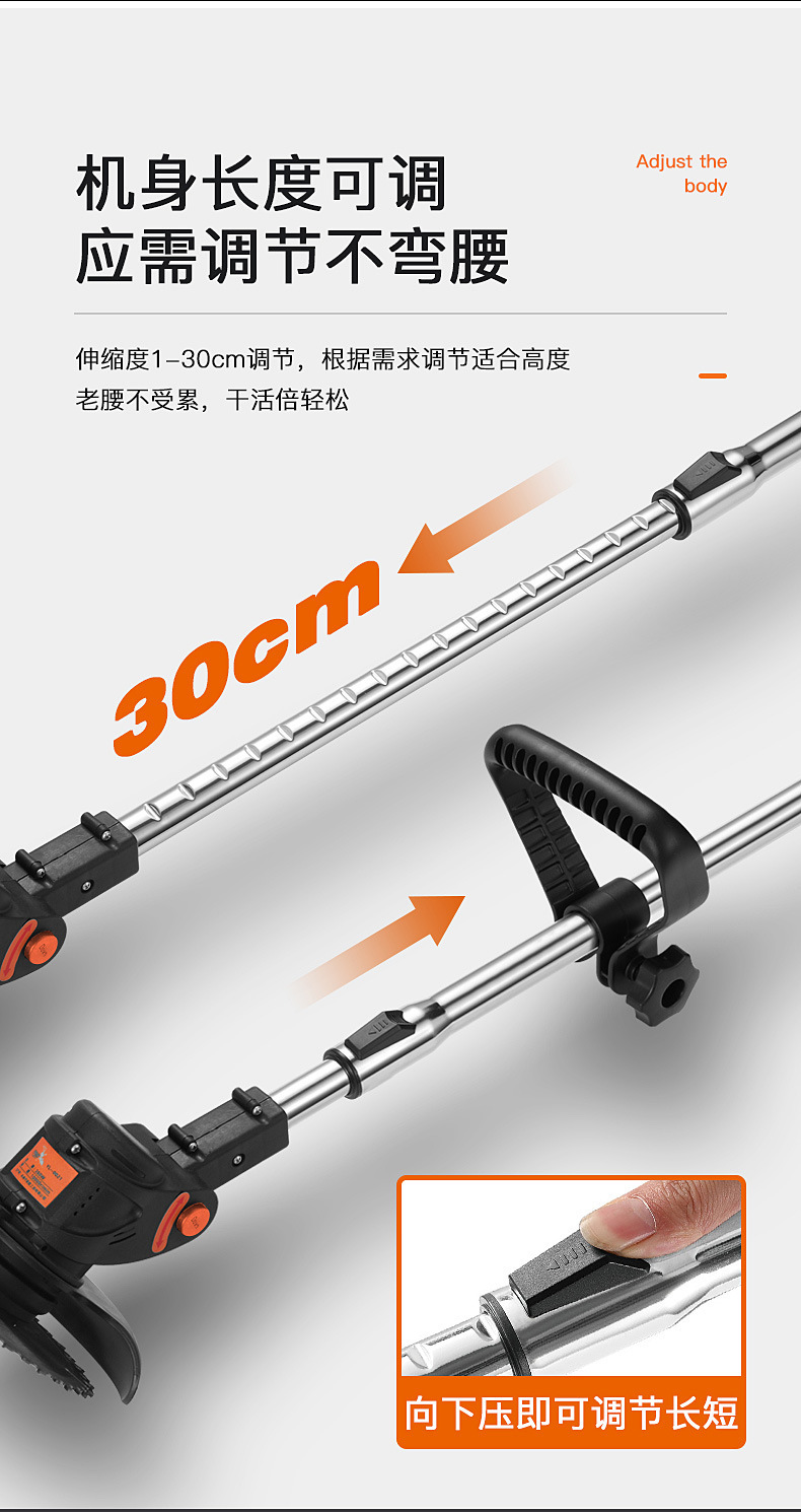 Customized lithium electric lawn mower, lightweight portable weeding machine, rechargeable household weeding machine, garden hand push lawn trimmer