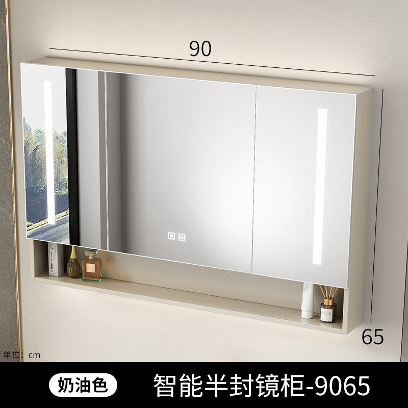 Beauty intelligent bathroom mirror cabinet, single cabinet, thickened wall mounted, intelligent with light and storage integrated mirror cabinet, mirror lens