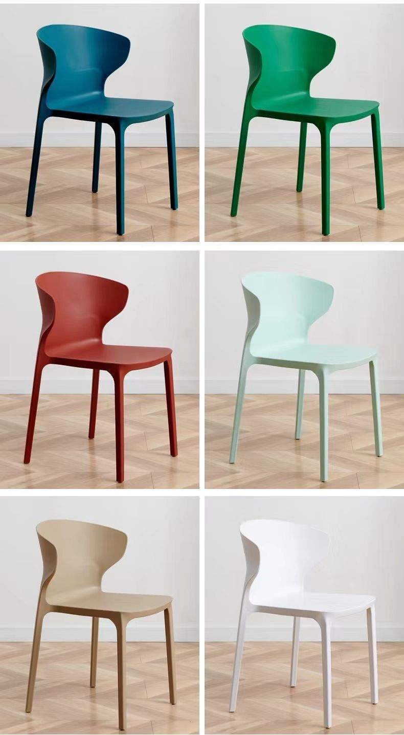 Modern minimalist dining chairs, household chairs, cow horn chairs, plastic chairs, leisure chairs, thickened adult backrest plastic chairs