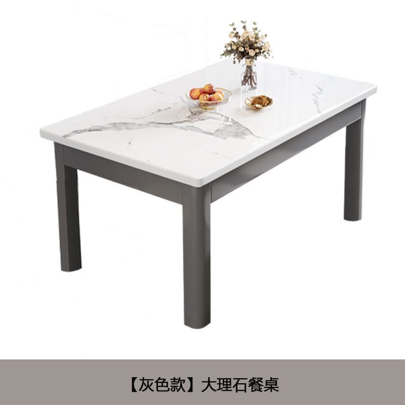 Solid wood square table with induction cooker, small household rectangular dining table, marble dining table and chair combination, modern and simple