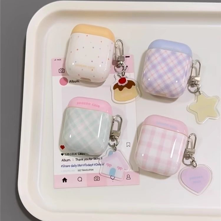 Personalized Ins, niche color blocking grid pattern, Apple's new AirPods, spro3 Bluetooth earphones, 4th generation protective case, 3rd generation 2
