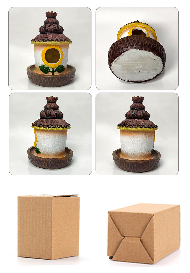 Cross border resin hummingbird house decoration garden courtyard haystack bird house resin handicrafts ornaments natural bird nest feeding