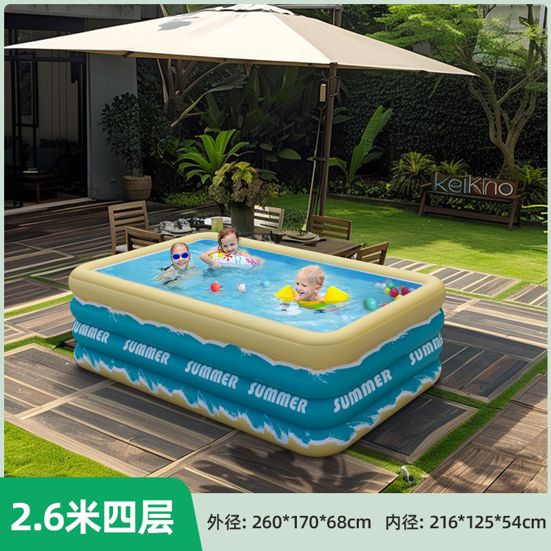 Overseas inflatable swimming pool for home, outdoor, baby, children, family, adult, thick square play pool