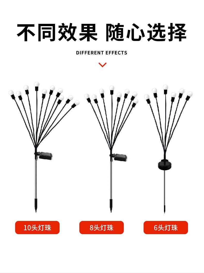 LED solar courtyard lawn firefly light, solar ground plug waterproof light, garden landscape atmosphere decoration light