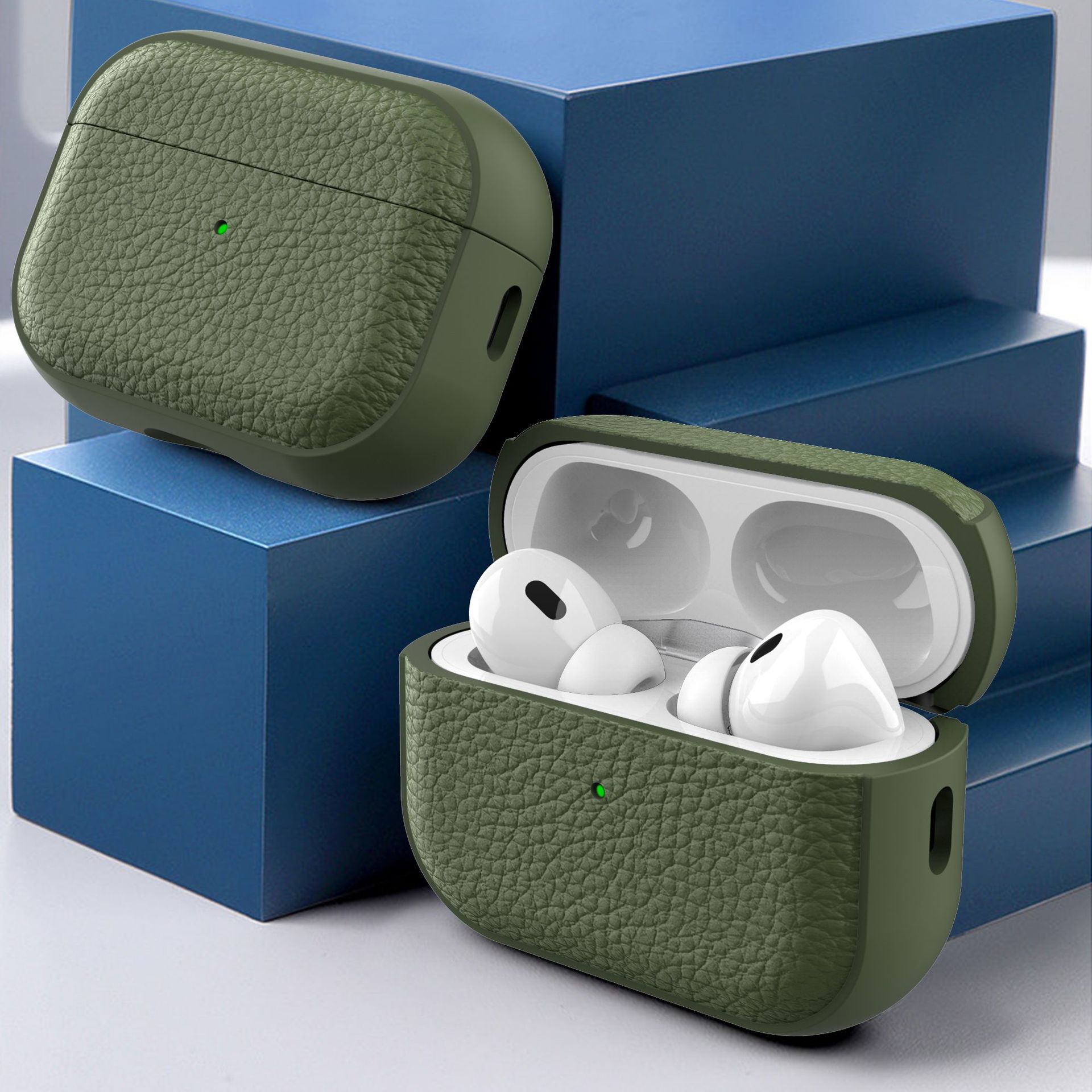 Simple lychee patterned leather suitable for AirPods 4th generation protective case, 2nd and 3rd generation Pro2 Apple Bluetooth earphone case