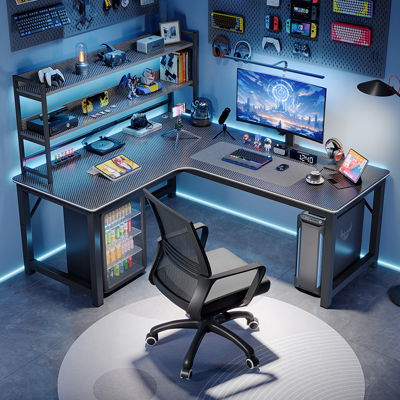 Угловой E -Sports Table Computer Desktop Домохозяйство двойная стола книжная полка интегрированная стола спальня спальня угловой стол