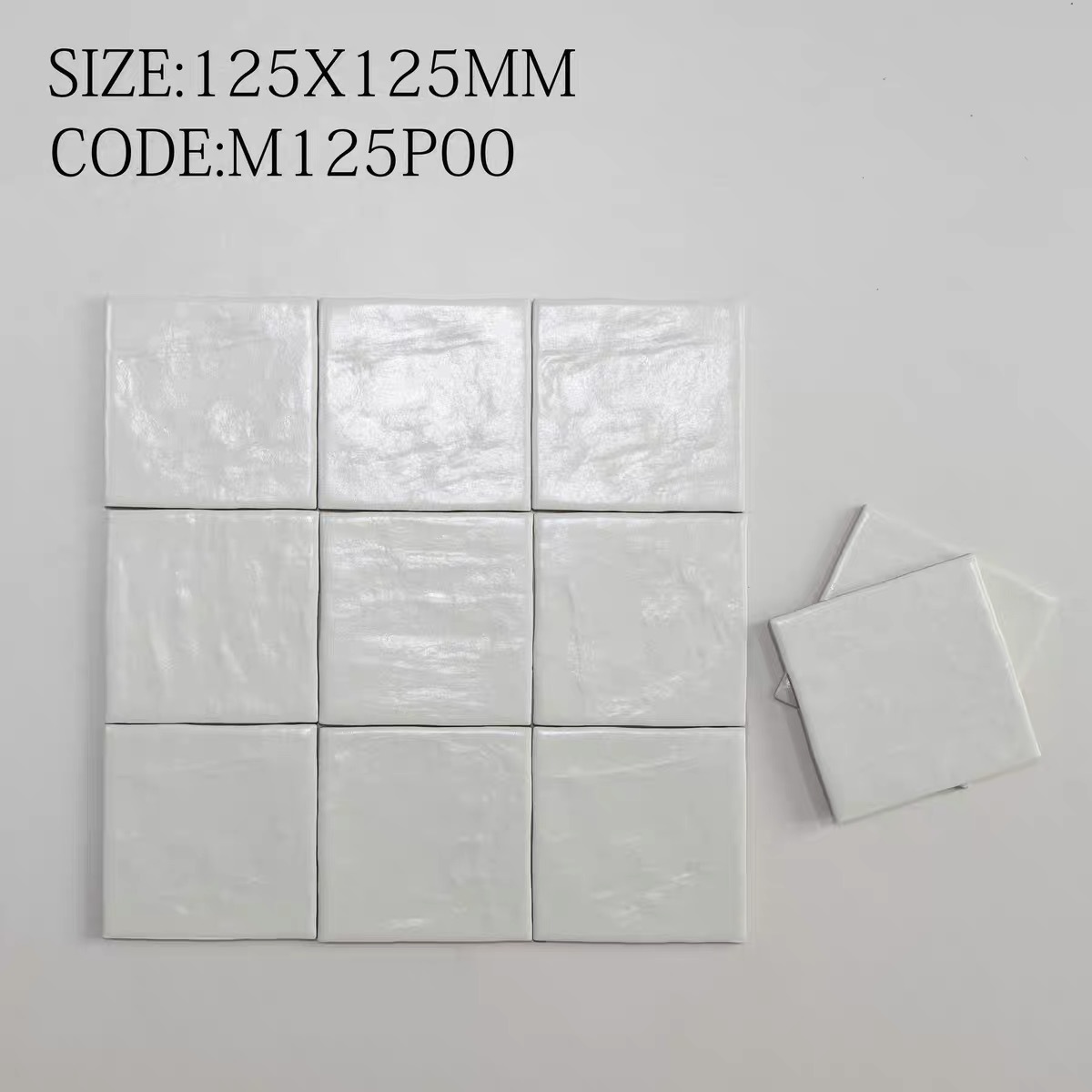 Nordic minimalist handmade ceramic tiles, pearl glazed ceramic tiles, shell gloss milky white bathroom kitchen wall tiles, dining table background wall